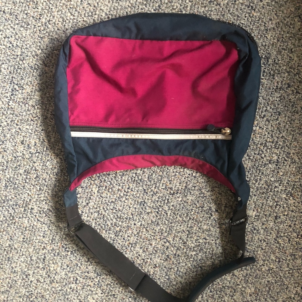 Two-Tone Navy and Burgundy Crossbody Sling Bag